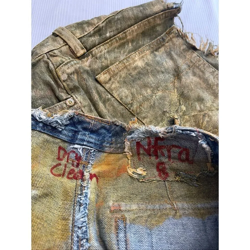 Majestic NFRA Tiger Hand Painted Upcycled Skirt Size Medium See Measurements